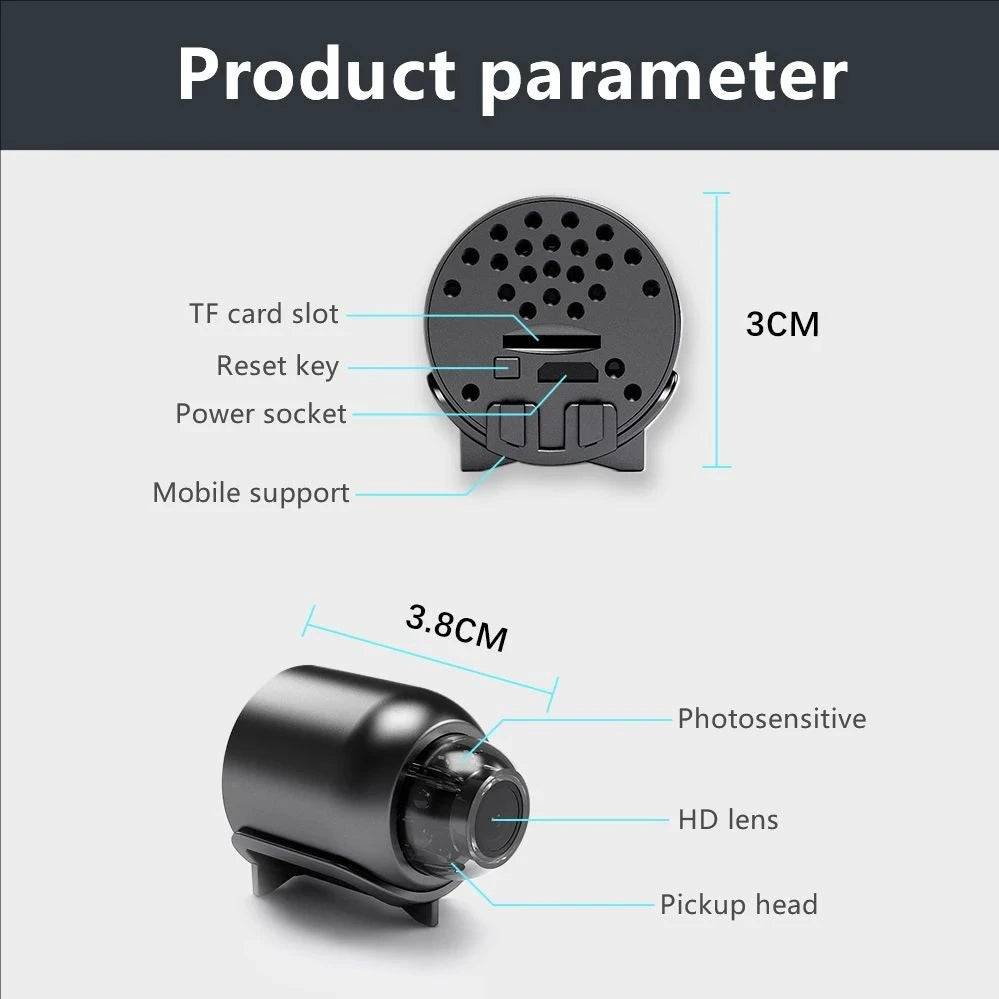 Mini Caméra WiFi 4K Ultra Discrète – Surveillance à Distance 24h/24